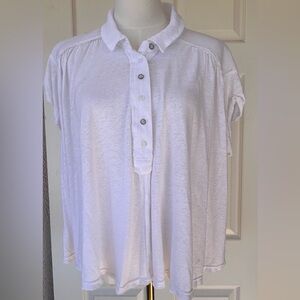 Free People White Button-Up Top